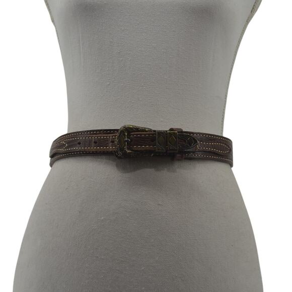 TexTan Accessories - TexTan Women's Western Cowgirl Brown Leather Belt Boho Sz 28